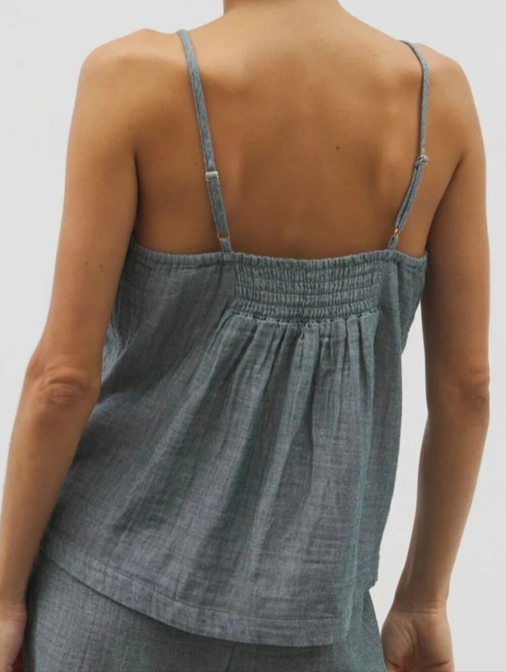 New With Tags Soma 100% Cotton Gauze Cami Dark Sea Crossdye Blue Large - Picture 8 of 8